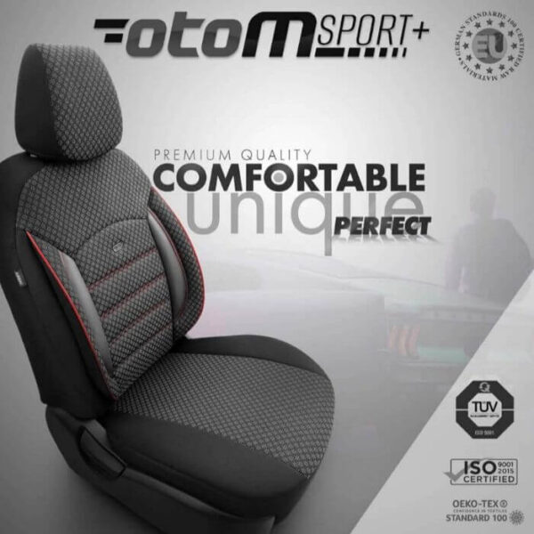 Σετ καλύμματα καθισμάτων Sport Plus 11 τεμαχίων - μαύρο/κόκκινο
