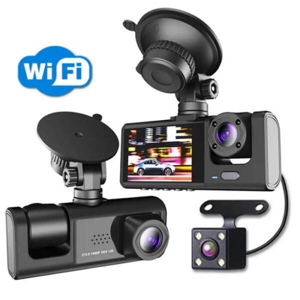 Dash cam με 2 κάμερες, οθόνη και Wi-Fi